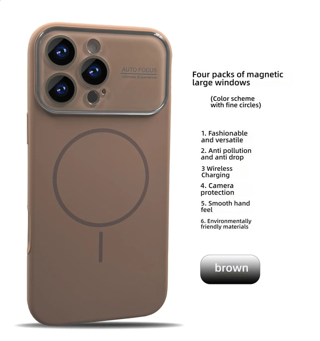 Large Window For Magsafe Phone Case For iPhone 16 15 14 17 Pro Max Acrylic Wireless Charging Shockproof Protection Phone Cover