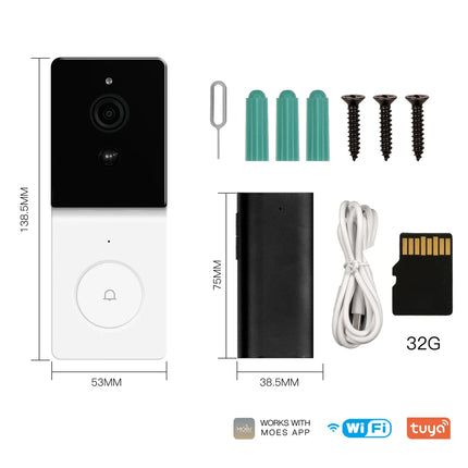 MOES Tuya Smart WiFi Video Doorbell Camera with 2-Way Audio Intercom, Night Vision & Wireless Door product  Home Security
