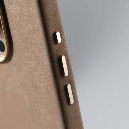 for Magsafe Flannel Microfibre Pattern Phone Case for iPhone 16 Pro Max 13 14 15Pro Hardware Keys Camera Frame Back Hard Case