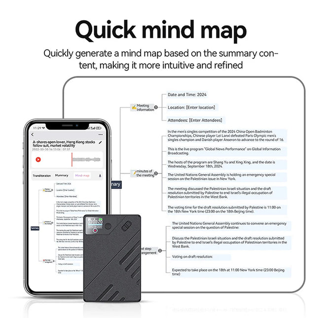 AI Voice Recorder ChatGPT APP Control Audio Mind Map Real Time Transcription, Summary, Translation Phone Calls Recording
