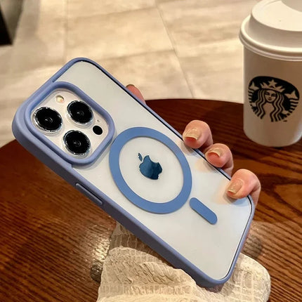Luxury Transparent Magsafe Phone Case For iPhone 11 12 13 14 15 16 Pro Max Plus Mini Magnetic Clear Bumper Cases Cover