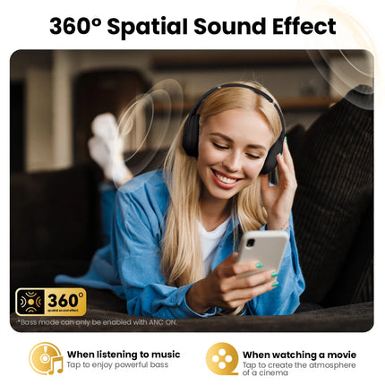 HAYLOU S30 Wireless Bluetooth 5.4 Headphones 43dB Adaptive Noise Cancelling Headsets 40mm Driver 80H Playtime Earphones