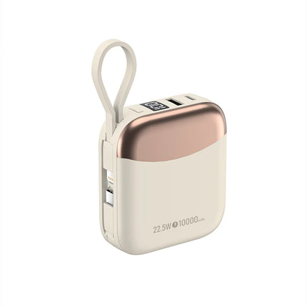 10000mAh Portable Powerbank with PD 22.5W Fast Charging Small Power Bank Dual-Cable Built-In for iPhone Android iPad Plane