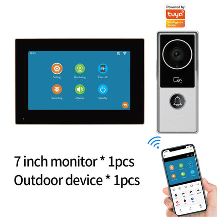 Support Tuya App 4 Wire Digital Video Intercom System 7 / 10.1 Inch Wireless WIFI Monitor 1080P Doorphone Camera Video Doorbell