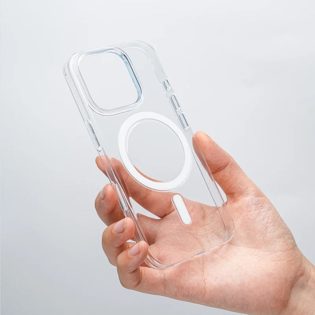 Ultrathin Transparent for MagSafe Phone Case for iPhone 16 17Pro Max 17 15 Pro Camera Button Clear Wireless Charging Cover