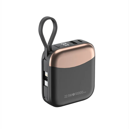 10000mAh Portable Powerbank with PD 22.5W Fast Charging Small Power Bank Dual-Cable Built-In for iPhone Android iPad Plane