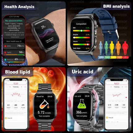 2026 Health Care Smart Watch Men Women BMI Analysis Uric Acid Blood Lipids Blood Pressure Monitoring BT Call AMOLED Smartwatch