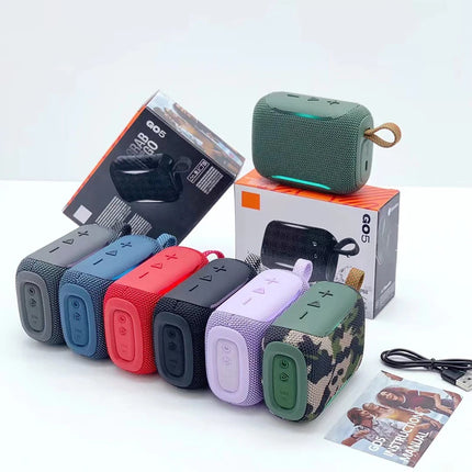 Go5 Portable Bluetooth 5.4 Speakers Hi-Fi Audio IP68 Waterproof Built-in Mic TWS Double-Sided Mesh Speaker for Outdoor Party