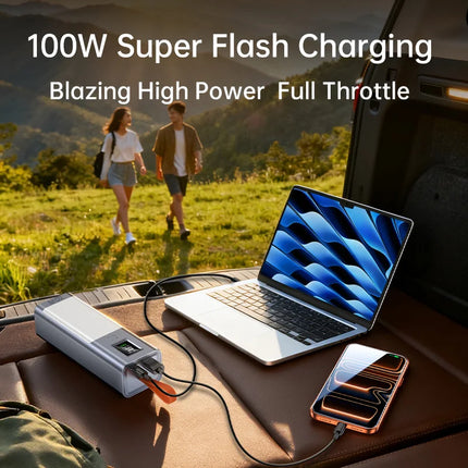 Real 100W Power Bank 100000mAh Fast Charging Large Capacity External Battery with Headlamp  for Macbook Pro Lenovo Laptop