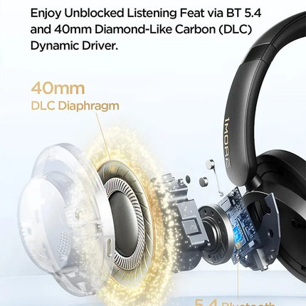 1MORE SonoFlow Pro HQ51 ANC Headphones Bluetooth 5.4 Hi-Res LDAC 40mm DLC Driver 42dB QuietMax ANC 100H Battery Over-Ear Headset