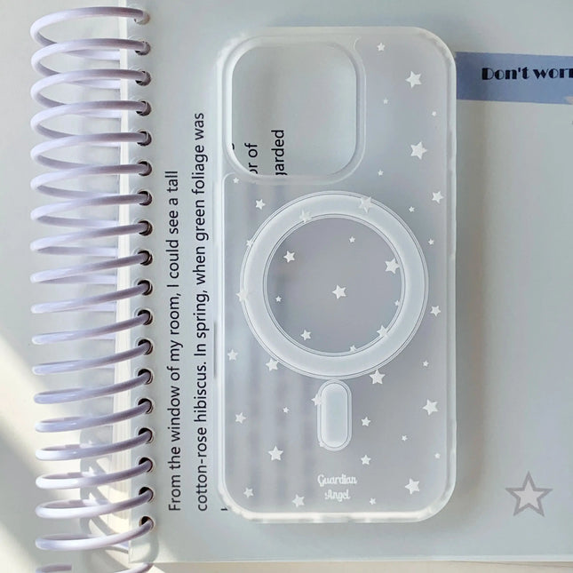 Korean Ins Creative White Star Simple Cartoon Cute For Magsafe Phone Case For iPhone 11 12 13 14 15 16 Pro Max Plus Matte Cover