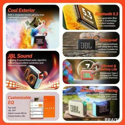 JBL GO 4 Music BRIC Outdoor Dustproof and Waterproof Audio Portable Mini Bluetooth Speaker