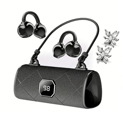 Open Ear Wireless Earphones With Mics Bluetooth 5.4 Ear-clip Headphones Portable Long Battery Life HIFI Stereo Headsets For Gift