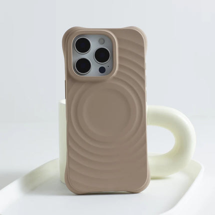 Solid Color Liquid Silicone for MagSafe Case for iphone 17 17Pro Max 16 Pro 15 14 13 12 Water Ripple Wireless Charging Cover