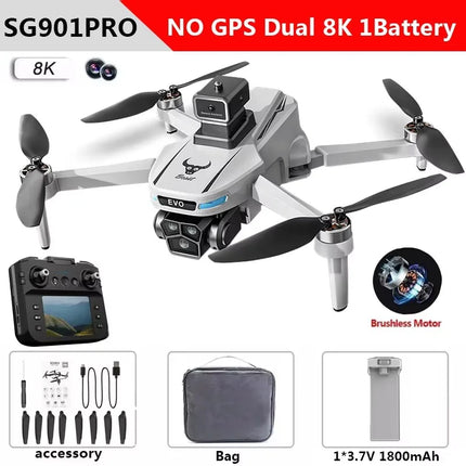 SG901 MAX Drone 8K Professional Dual HD Camera With Screen GPS 5G WIFI 360°Obstacle Avoidance Brushless Foldable Quadcopter Dron