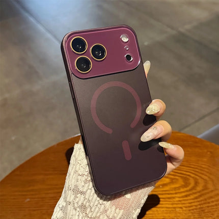 Luxury Lens Glass Protect Frosted For Magsafe Phone Case For iPhone 17 Air 16 15 14 13 12 Pro Max Magnetic Wireless Charge Cover