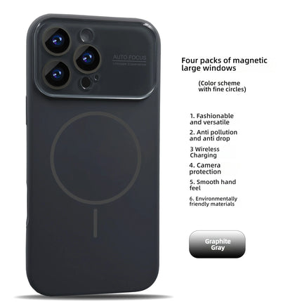 Large Window For Magsafe Phone Case For iPhone 16 15 14 17 Pro Max Acrylic Wireless Charging Shockproof Protection Phone Cover