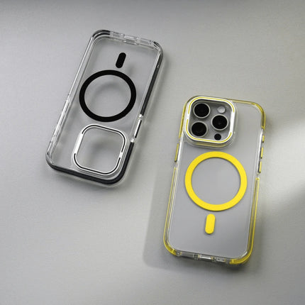 Metal Lens Kickstand Clear Phone Case for iPhone 16 17Pro Max 17 15 13 14 Pro 12 Magnetic Wireless Charge Non-slip Bumper Cover