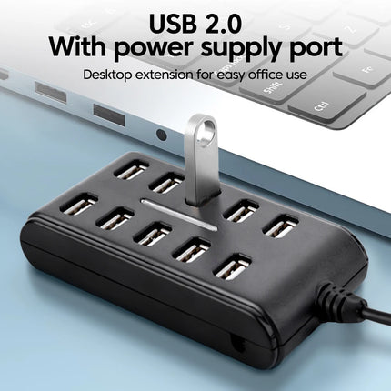 10-in-1 USB2.0 Hub Splitter Multi Usb Hub Individual Switch for Macbook Laptop Accessories Power Charging Station Adapter
