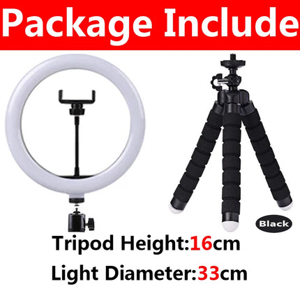 12 inch LED Ring light Photography Lighting Phone Ringlight With Tripod Stand USB Round Fill Lamp for Youtube Phone Video Live