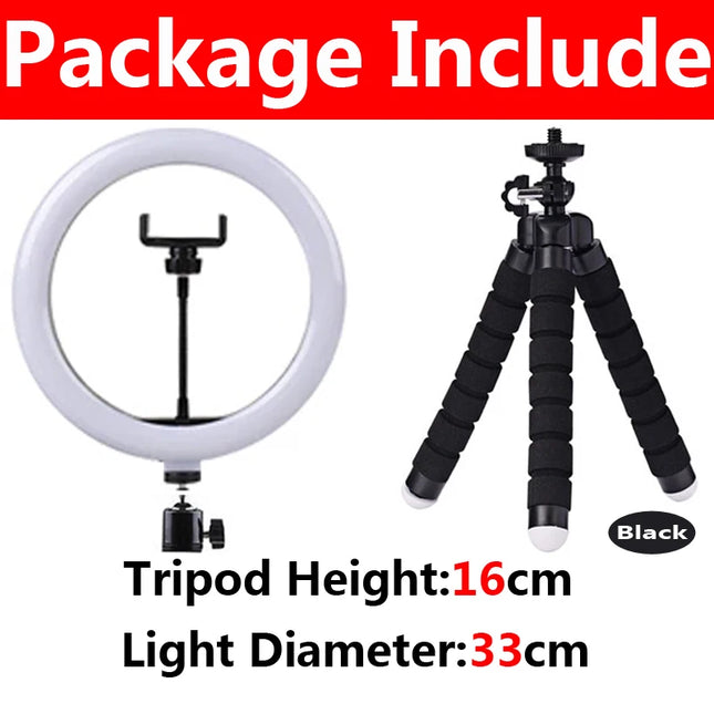 12 inch LED Ring light Photography Lighting Phone Ringlight With Tripod Stand USB Round Fill Lamp for Youtube Phone Video Live