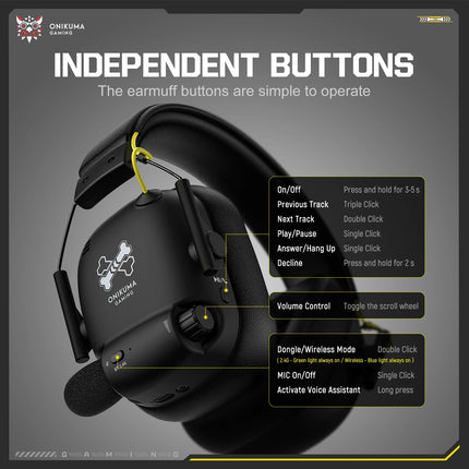 ONIKUMA GT888 Gamer Headphones Ultra-Low Latency Surround Sound Noise Cancelling Headset with Microphone for E-Sports
