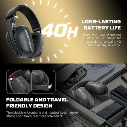 FANTECH Studio Pro v2 WHG03PV2 Wireless Headset Quad-Mode Connecivity Virtual 7.1 Sound and 50mm Big Drive Foldable Headphones