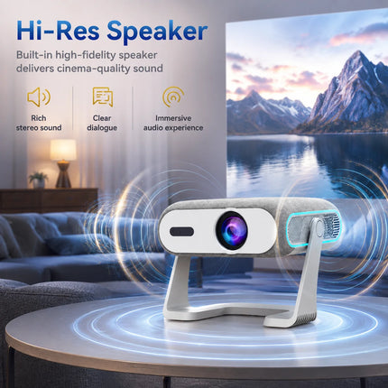 360° Rotation Portable Projector Support 1080P 4K HDR Android14 500Ansi 2.4G/5G Wifi 6 BT Home Cinema Office Smart Projector