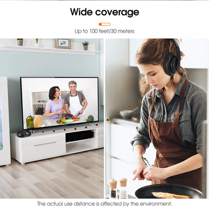 RETEKESS TA006 Wireless Headphone TV Watching Rechargeable Wireless Earphone with Transmitter Support Coaxial Fiber 3.5 AUX RCA