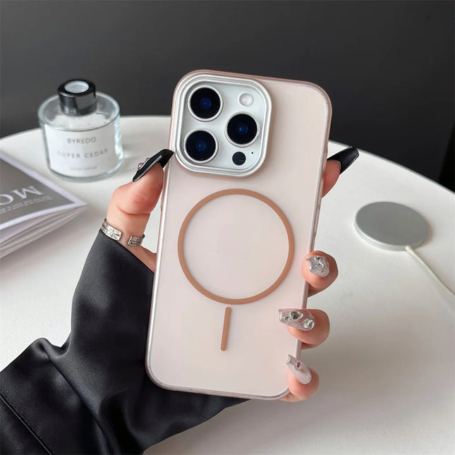 ins Clear Solid Color Frosted For Magsafe Phone Case For iPhone 17 15 16 Plus 14 13 12 11 Pro Max High Out Lens Protector Cover
