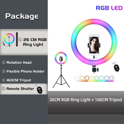 RGB Ring Light Lamp Ring Round With Remote Control For Smartphone Mobile Led Video Light Ring Make Live Photographic Lighting