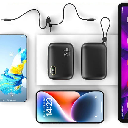 22.5W Fast Charging 10000mAh Power Bank, Dual Built-in Cable Portable Battery for New IPhone 16 Series & Android