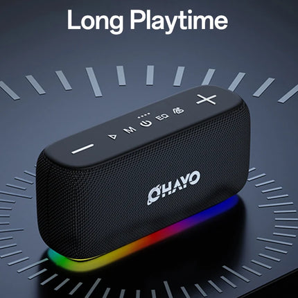 OHYAO Bluetooth Speaker 6.0, 60W Stereo Sound, Titanium Membrane Drivers, RGB Lights, Individual EQ, For Home, Outdoors, Garden