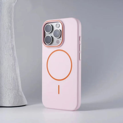 Ultrathin Simple Magsafe Phone Case for iPhone 16 15 14 Plus 13 12 Pro Max Matte Hit Color Lens Wireless Charging Hard PC Cover