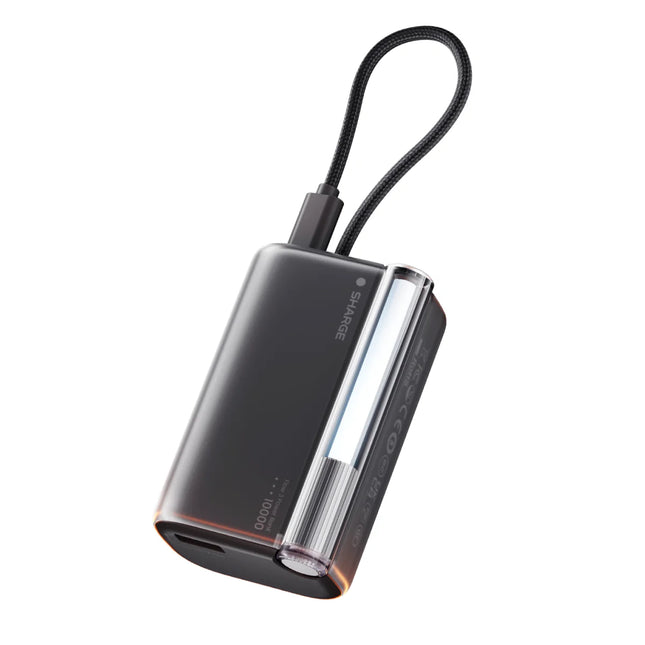 SHARGE Flow 3 10000mAh Power Bank PD 45W Portable Power Bank 10K Portable Charger Built-In USB-C Cable for iPhone 17 Pro