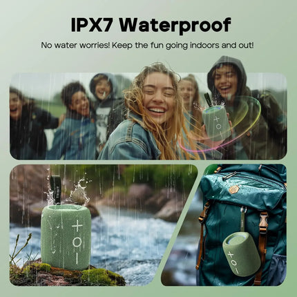 Tribit StormBox Mini Portable Bluetooth Speaker, 12W, 360° Sound, IPX7 Waterproof, LED Light, 12H Playtime, TWS Pairing
