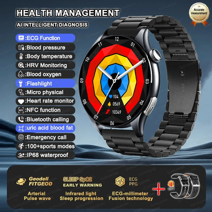 2025 New Health Care ECG+HRV+NFC SmartWatch Body Analysis Uric Acid Blood lipids Heart Rate Blood pressure Monitoring Smartwatch