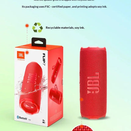 JBL Flip7 Wireless Portable Bluetooth Speaker, IP67 Dustproof & Waterproof Design, Powerful Stereo Deep Bass with PartyBoost Fun