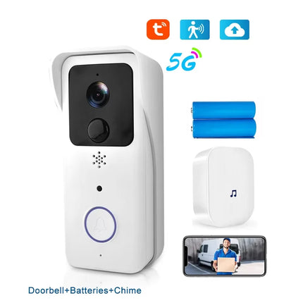 5G 2.4G WiFi Video Doorbell 1080P Tuya Smart Outdoor Wireless Intercom Waterproof Wireless Camera with AC/DC Power Supply