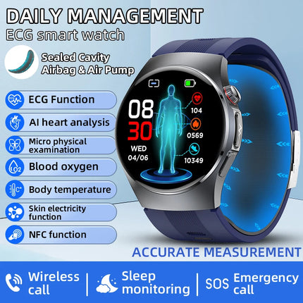 LIGE New Body Fat Analysis Health Smart Watch ECG+PPG Uric Acid Blood Pressure Blood Oxygen Clock Call Smart Watch For Men Women