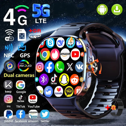 2.40 inch Larger Screen 4G/5G Smartwatch With 190° Rotary Camera GPS Position WIFI Connect App Download Android 10.0 Smart Watch