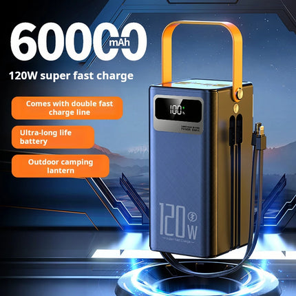 120W Fast Charging Power Station 60000mAh, Portable Large Capacity Power Bank Emergency Charger for Camping Home Use