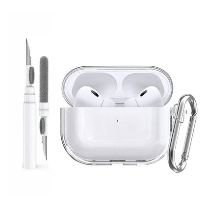Case for Airpods Pro 3 Earphone Accessories Transparent Protective Shockproof Case with Cleaning Kit Keychain for Airpods Pro 3
