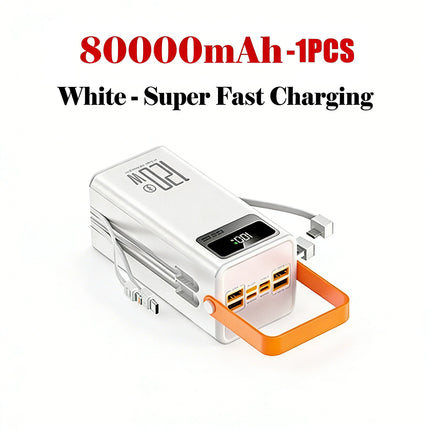 120W 150000mAh Fast Charging Power Bank Large Capacity Outdoor Mobile Power Supply External Spare Battery for Outdoor Camping