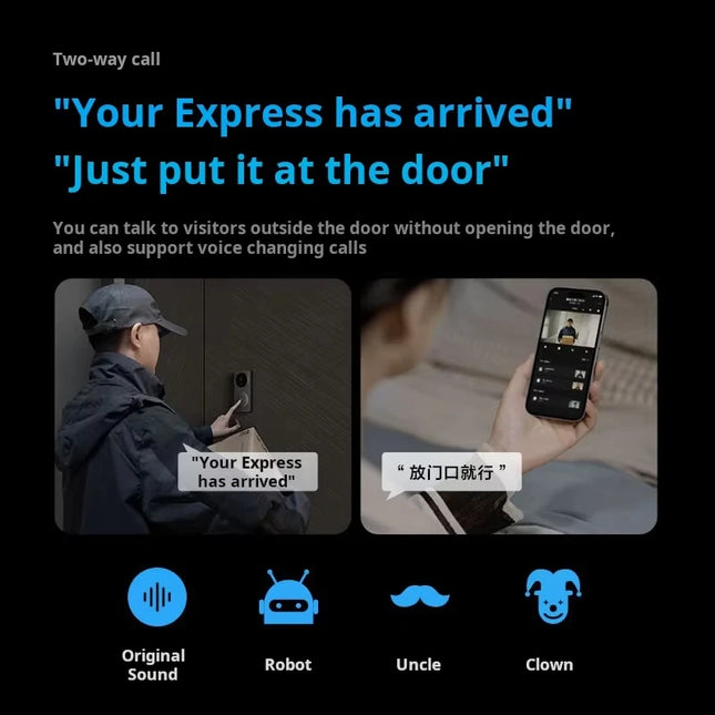Aqara Smart Video Doorbell G4 1080P HD Pixels Visual WiFi Door Bell Smart Home Remote Control Electronic Cat Eye For Homekit App