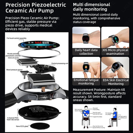 LIGE New Body Fat Analysis Health Smart Watch ECG+PPG Uric Acid Blood Pressure Blood Oxygen Clock Call Smart Watch For Men Women