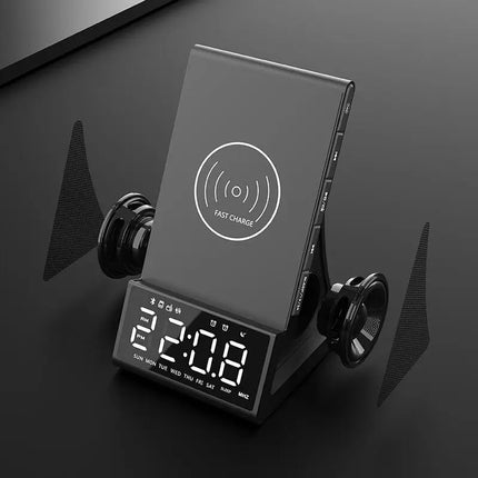 Multi-Functional Integrated Bluetooth Alarm Clock Home Bed Head Speaker Mobile Phone Holder Wireless Charger Radio