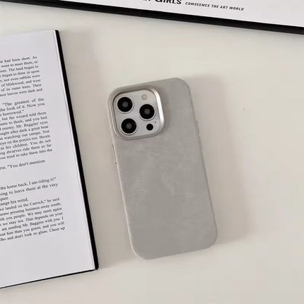 for Magsafe Flannel Microfibre Pattern Phone Case for iPhone 16 Pro Max 13 14 15Pro Hardware Keys Camera Frame Back Hard Case