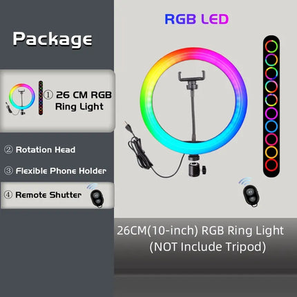 RGB Ring Light Lamp Ring Round With Remote Control For Smartphone Mobile Led Video Light Ring Make Live Photographic Lighting