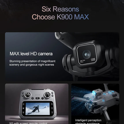 K900 Foldable RC Drone,4.5"Screen Remote,AirDrop,4-Way Obstacle Avoid,2K FPV,Optical Flow Positioning,Birthday Holiday Gift Toy